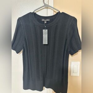 Black sweater, short sleeves, organic cotton